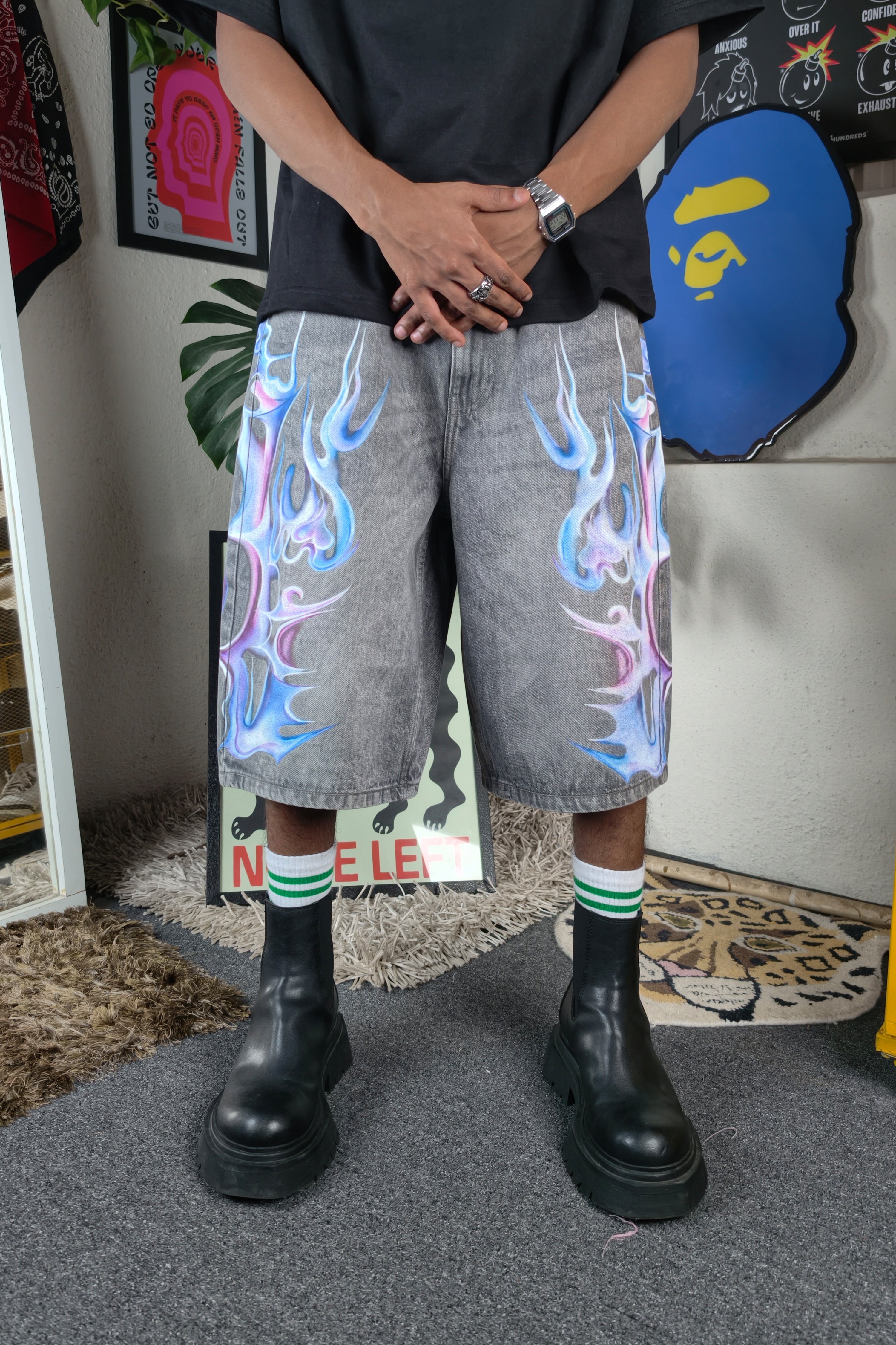 Cyber flame 2 Custom Jorts