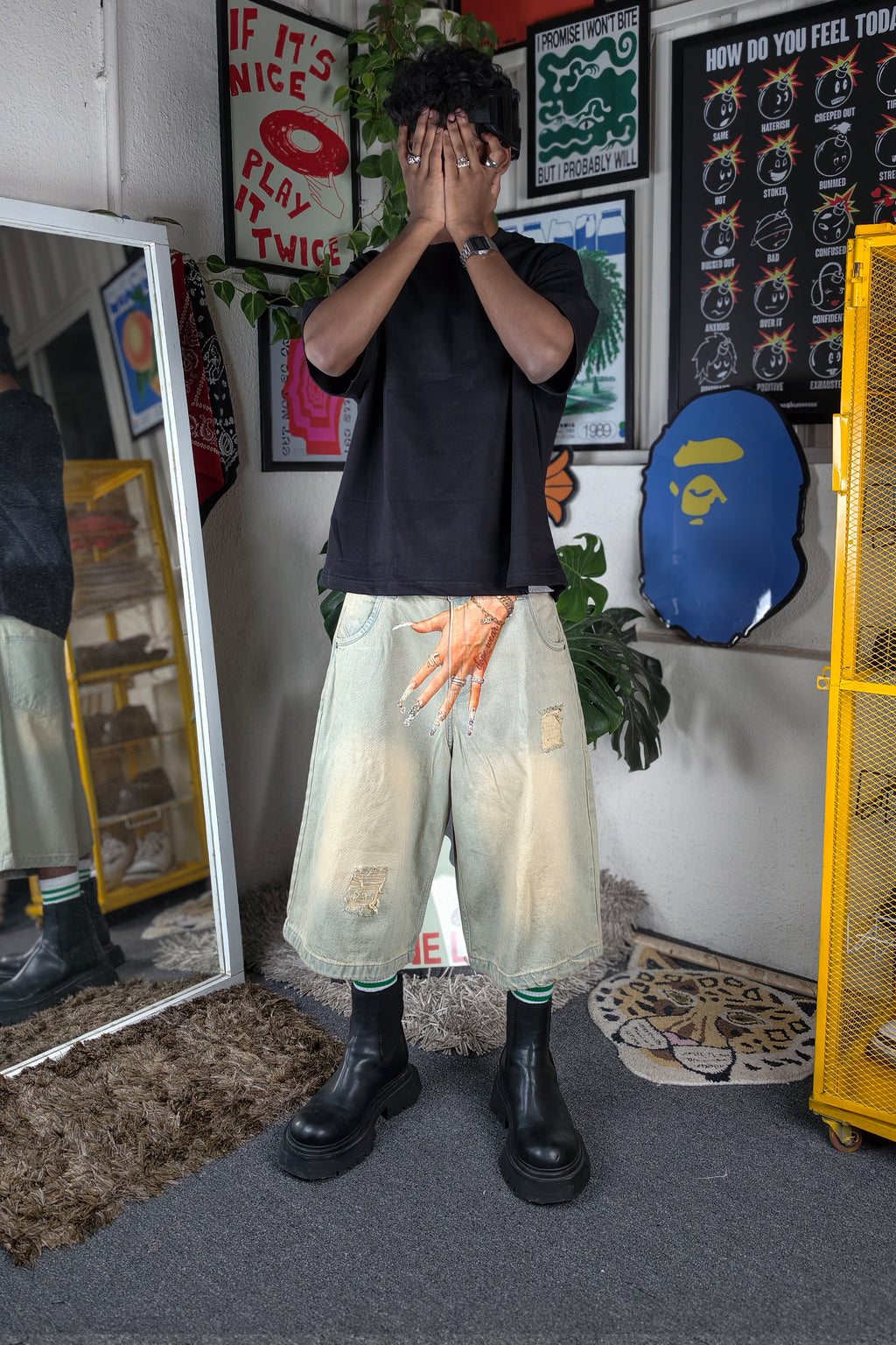 Pale blue wash Custom Jorts