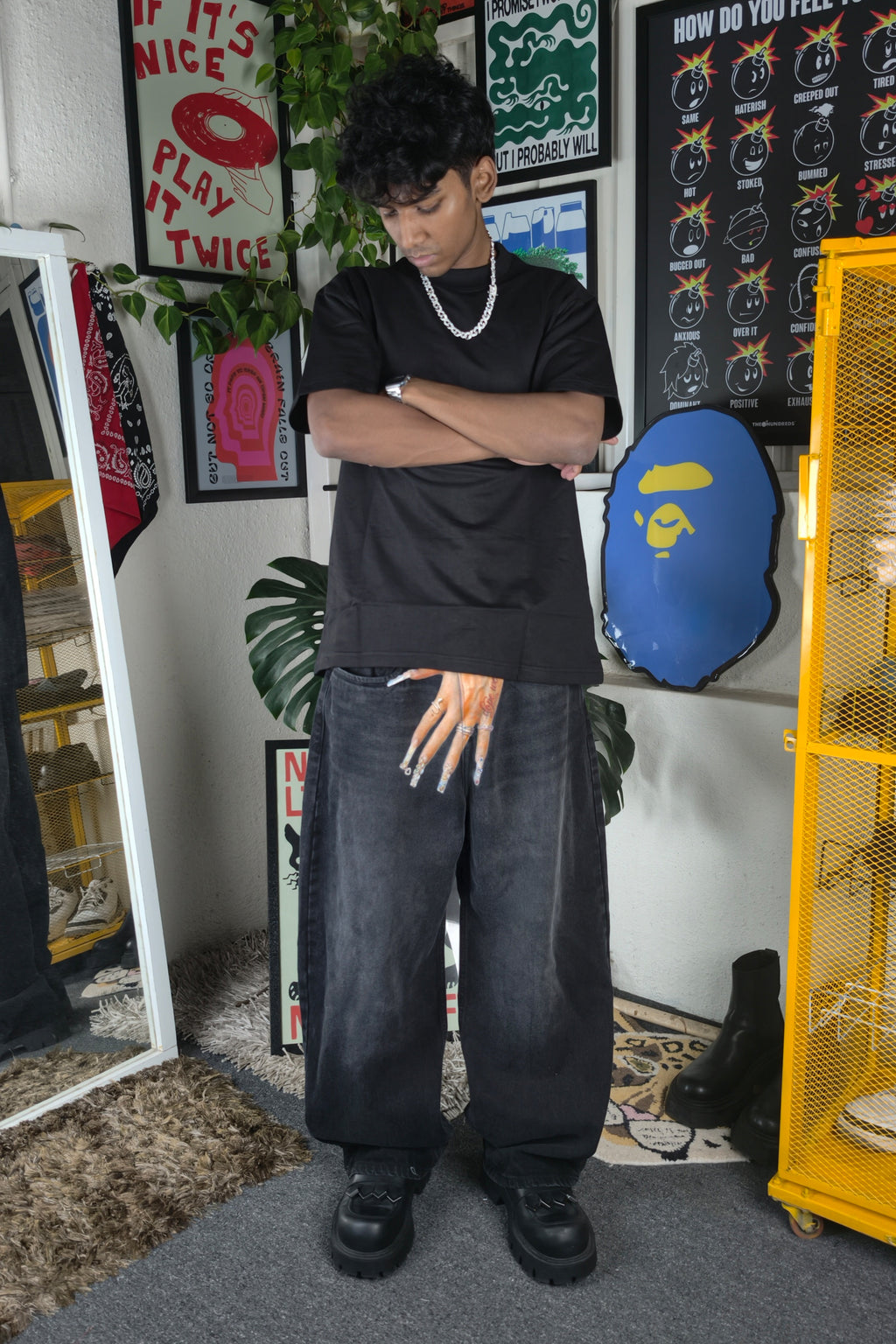 Smoked Black custom Baggy Jeans