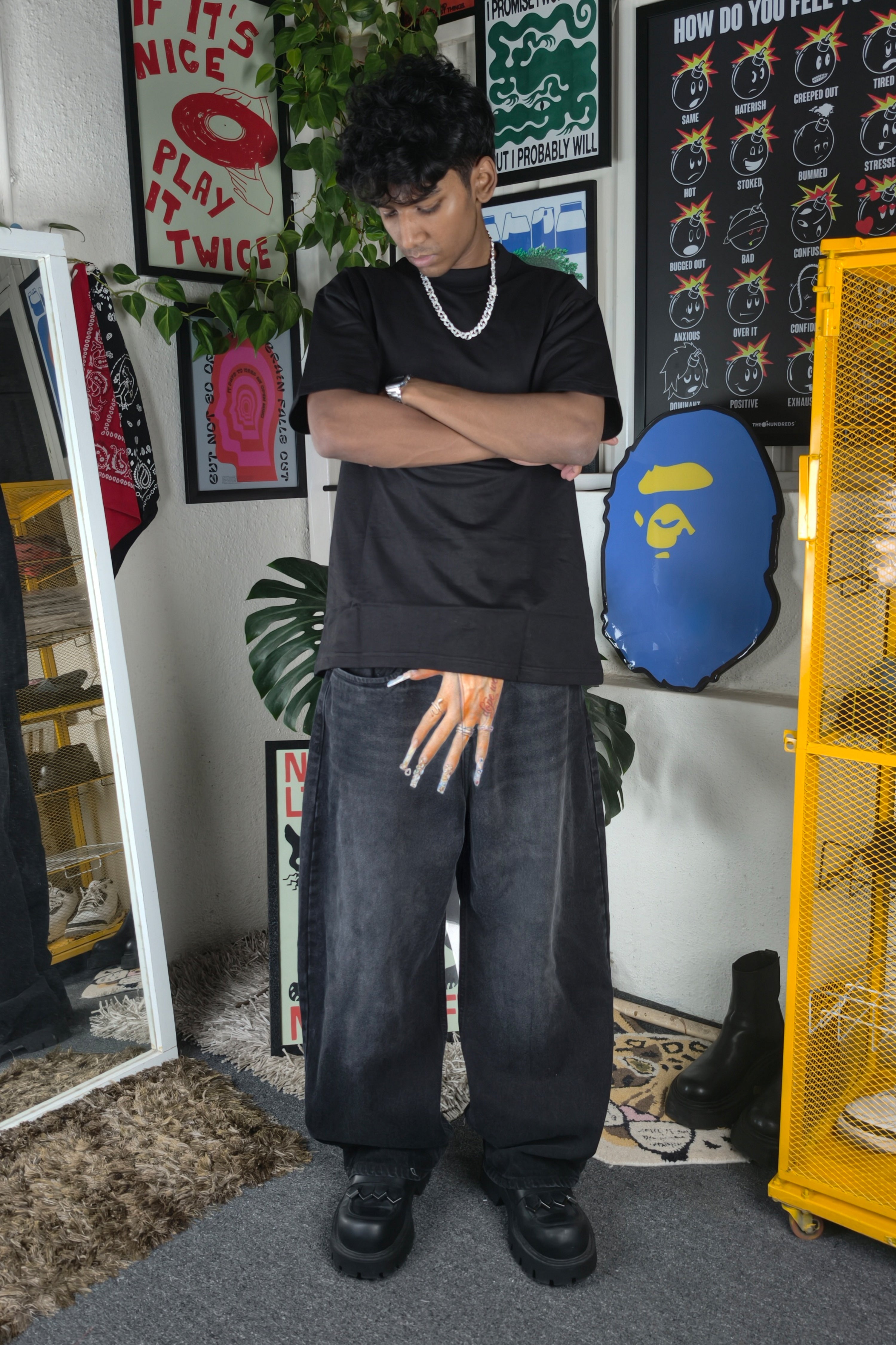 Smoked Black custom Baggy Jeans