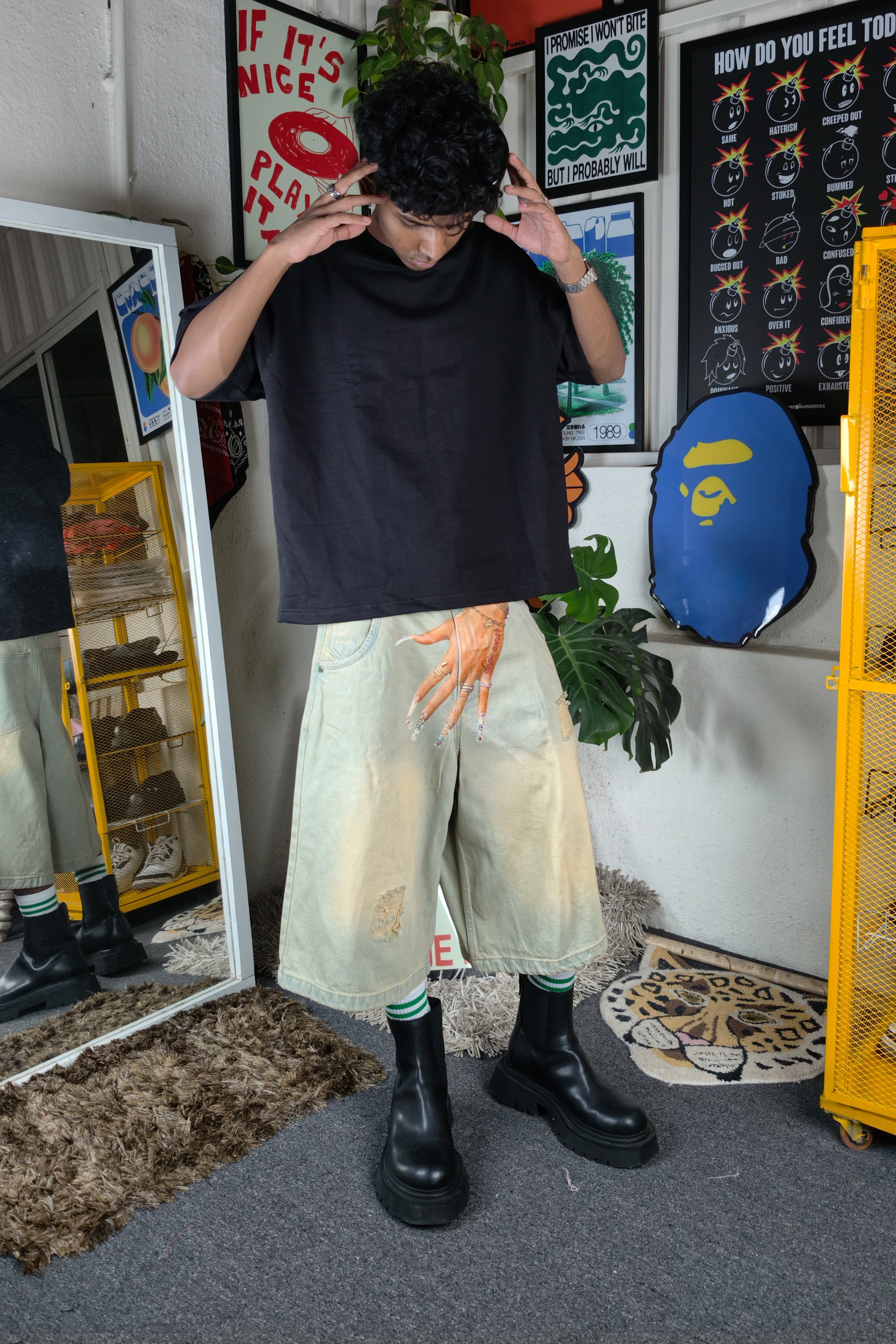 Pale blue wash Custom Jorts