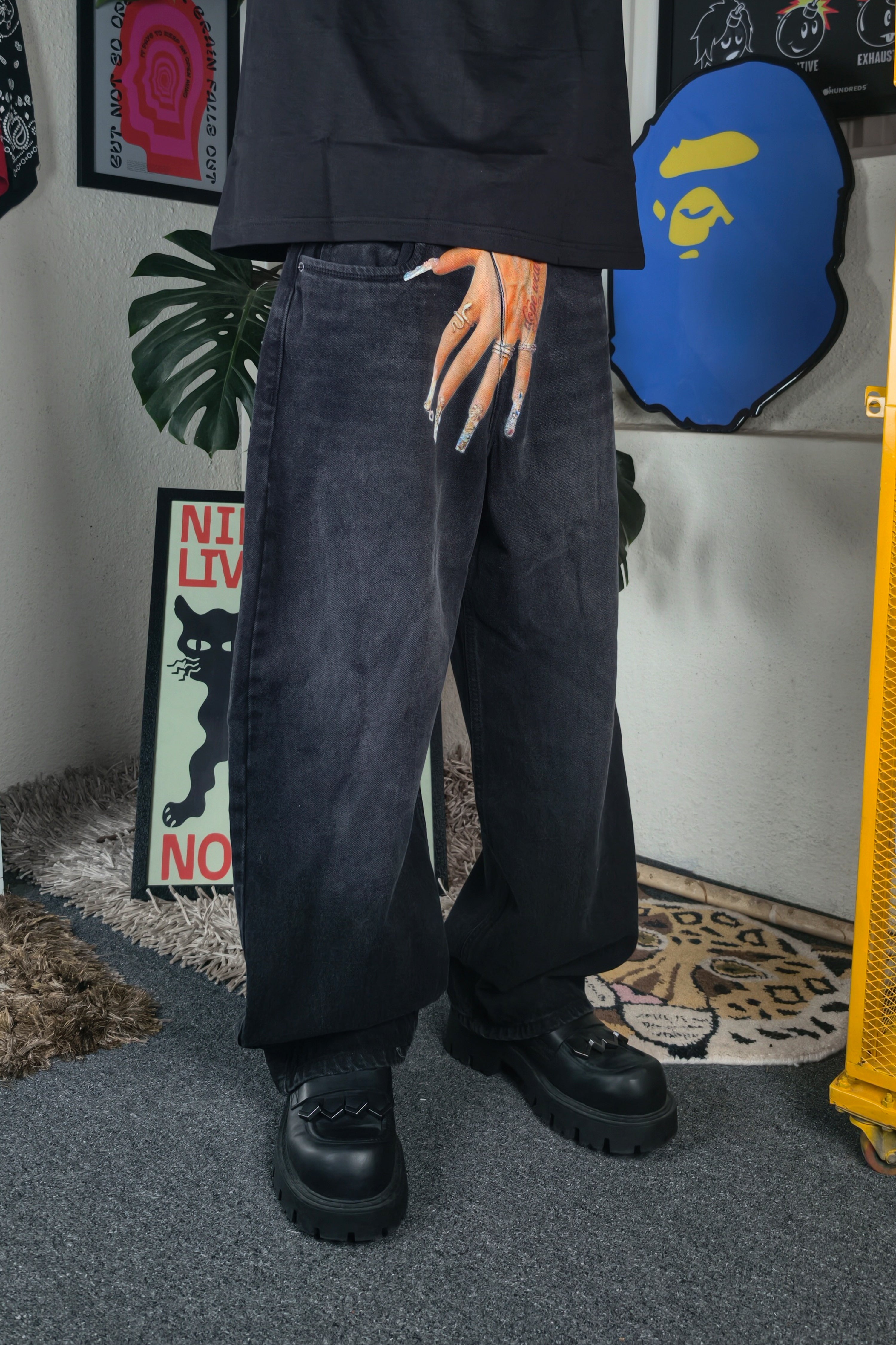 Smoked Black custom Baggy Jeans