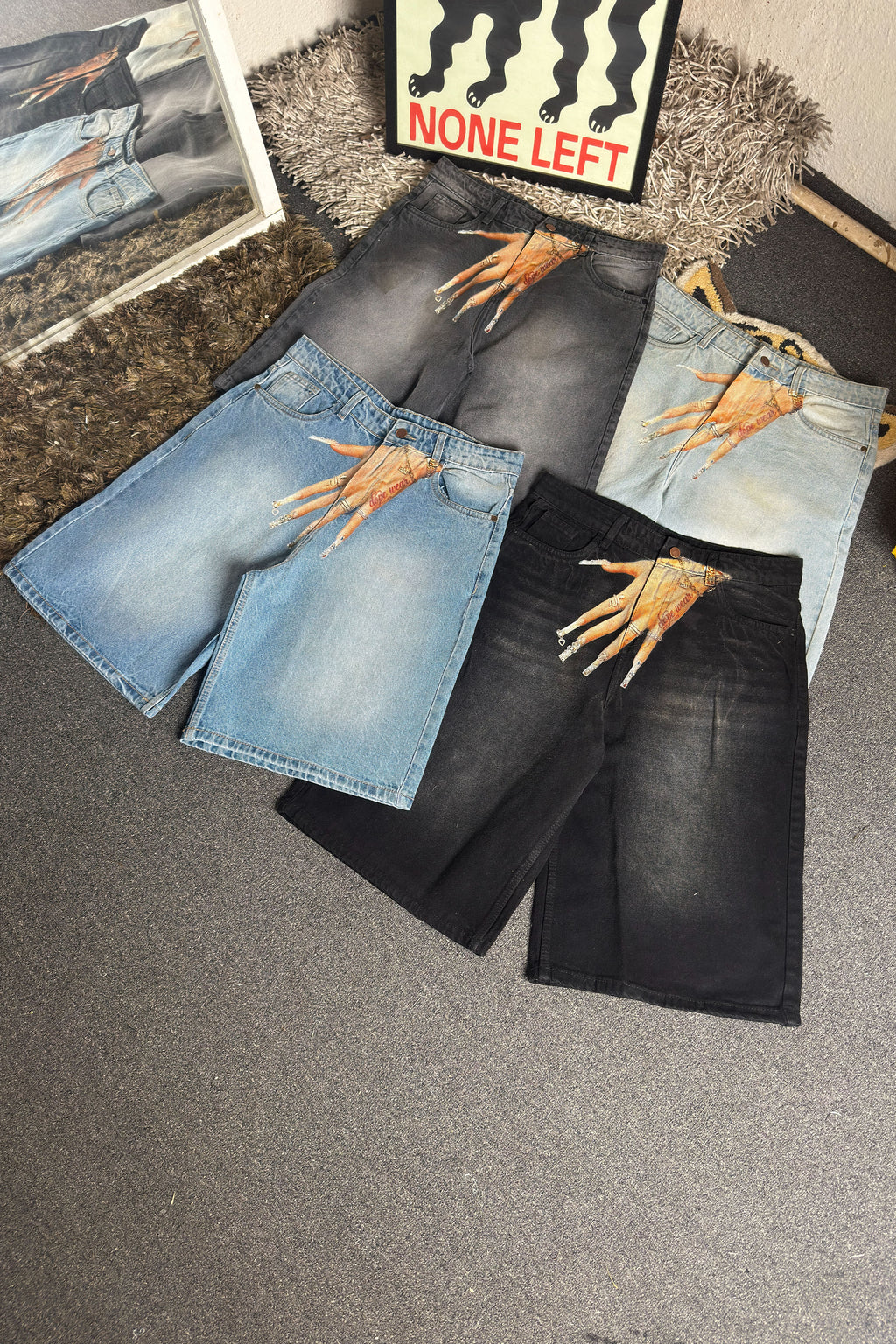 Blue vintage-wash  - Customized Jorts (Unisex)