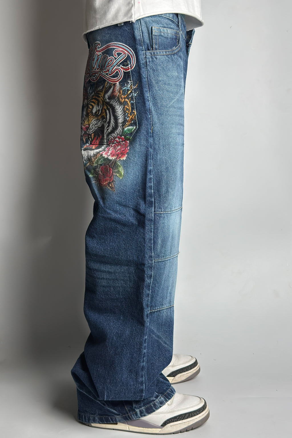 Tattoo-Inspired Indigo Baggy Denim - Customized  baggy - Jeans (Unisex)