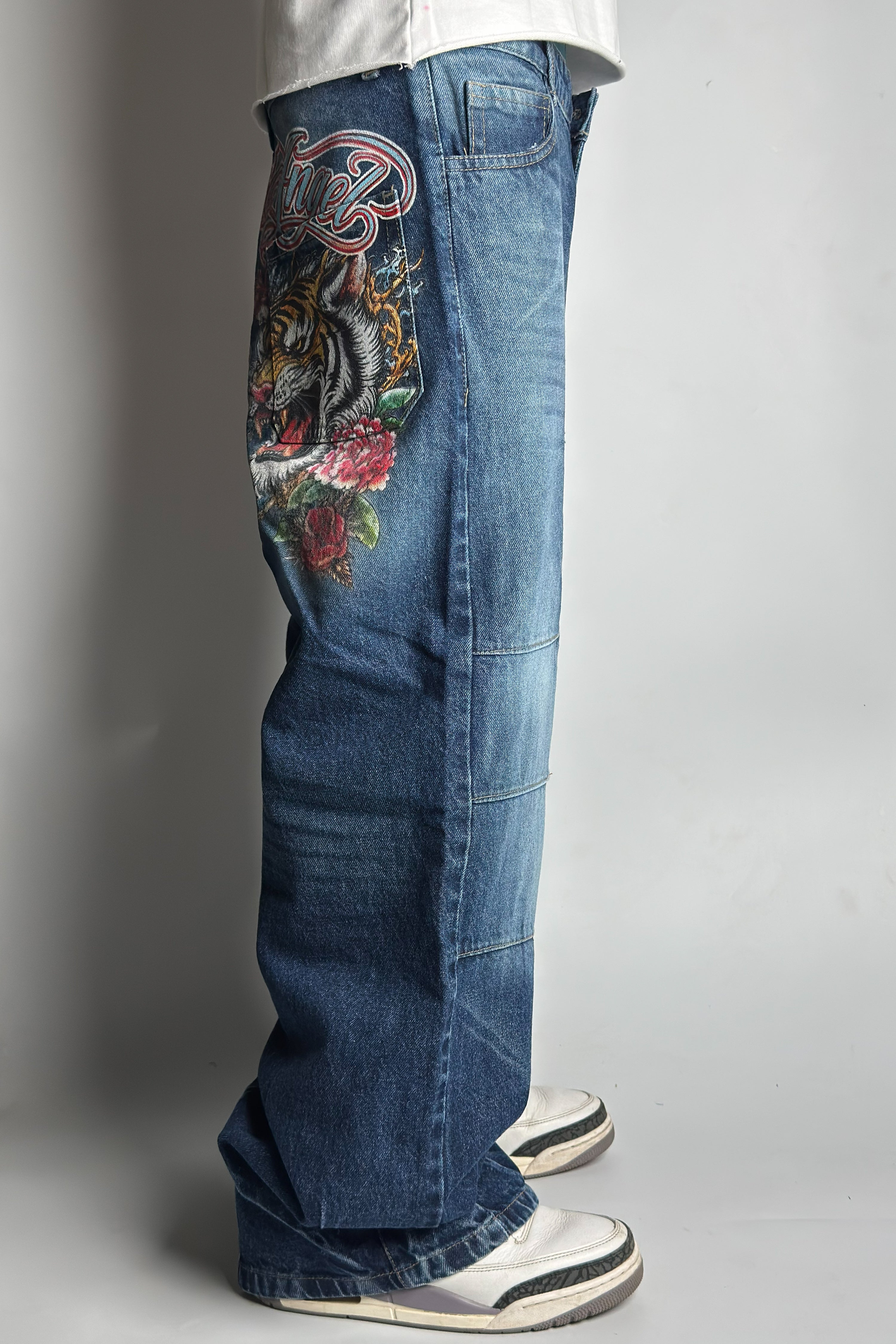 Tattoo-Inspired Indigo Baggy Denim - Customized  baggy - Jeans (Unisex)