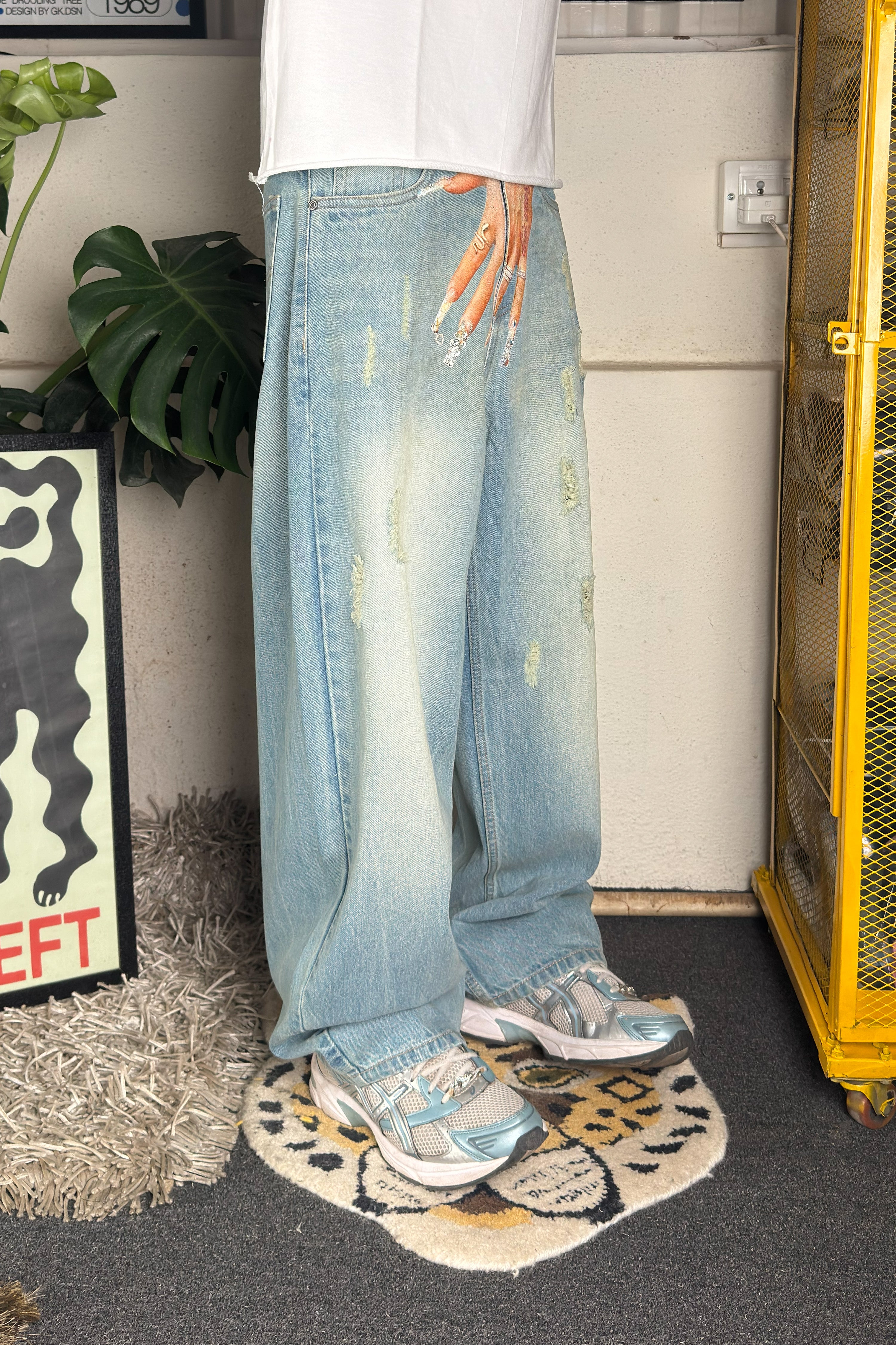 Light blue vintage wash Baggy Jeans- Customized Baggy Jeans (Unisex)