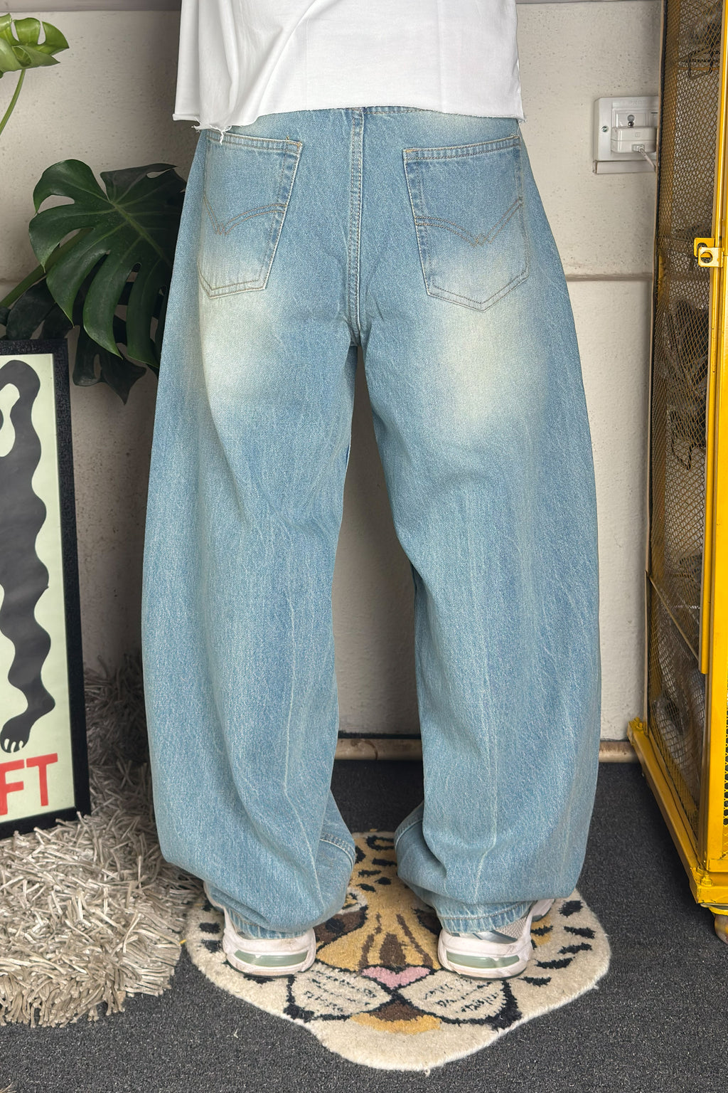 Light blue vintage wash Baggy Jeans- Customized Baggy Jeans (Unisex)