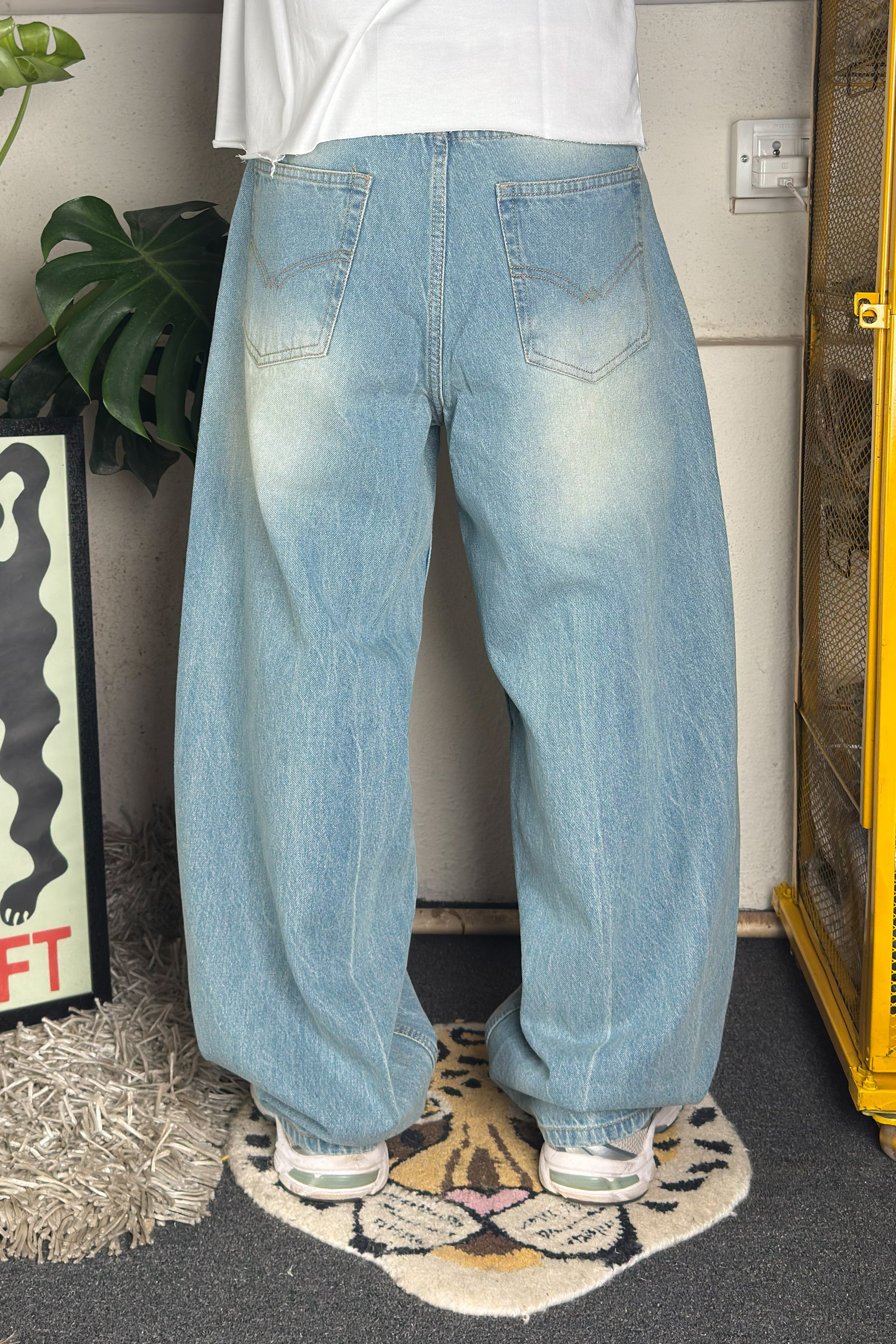Light blue vintage wash Baggy Jeans- Customized Baggy Jeans (Unisex)