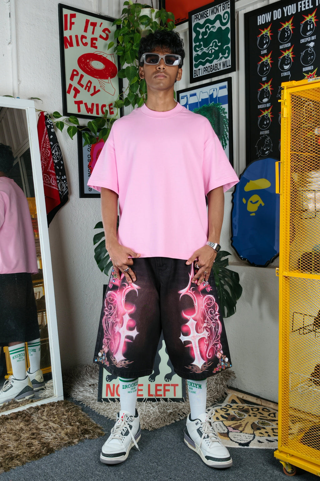 Burgundy wash Custom Jorts