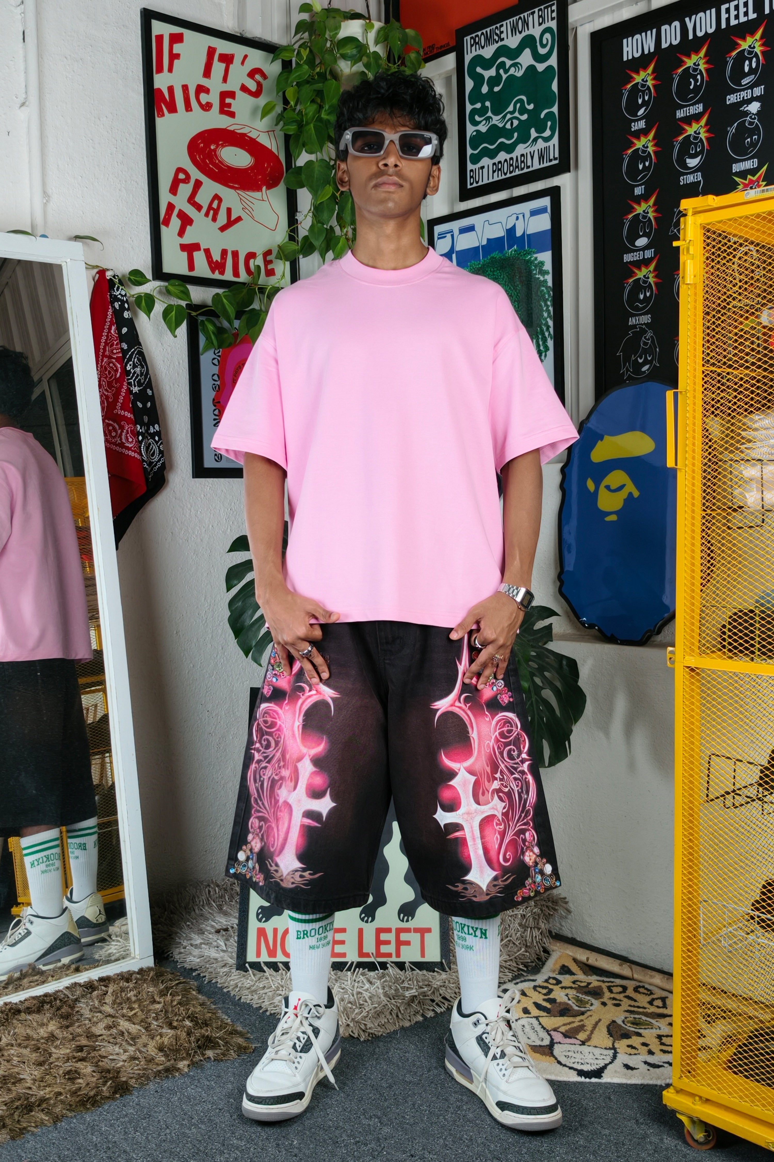 Burgundy wash Custom Jorts