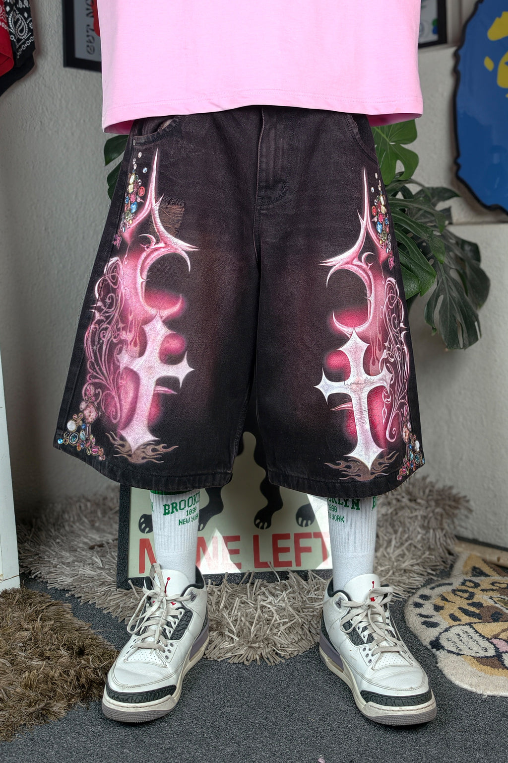 Burgundy wash Custom Jorts
