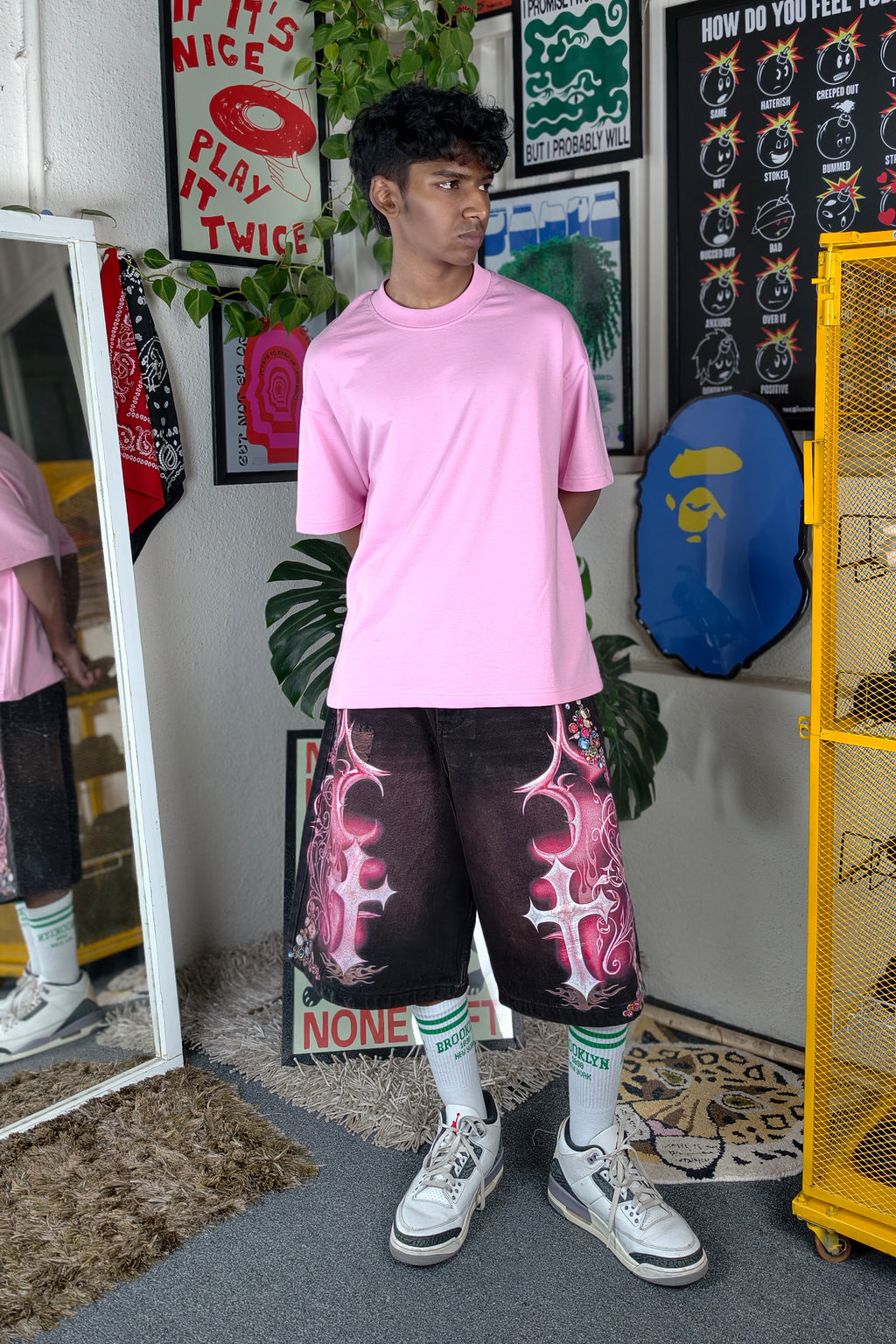 Burgundy wash Custom Jorts