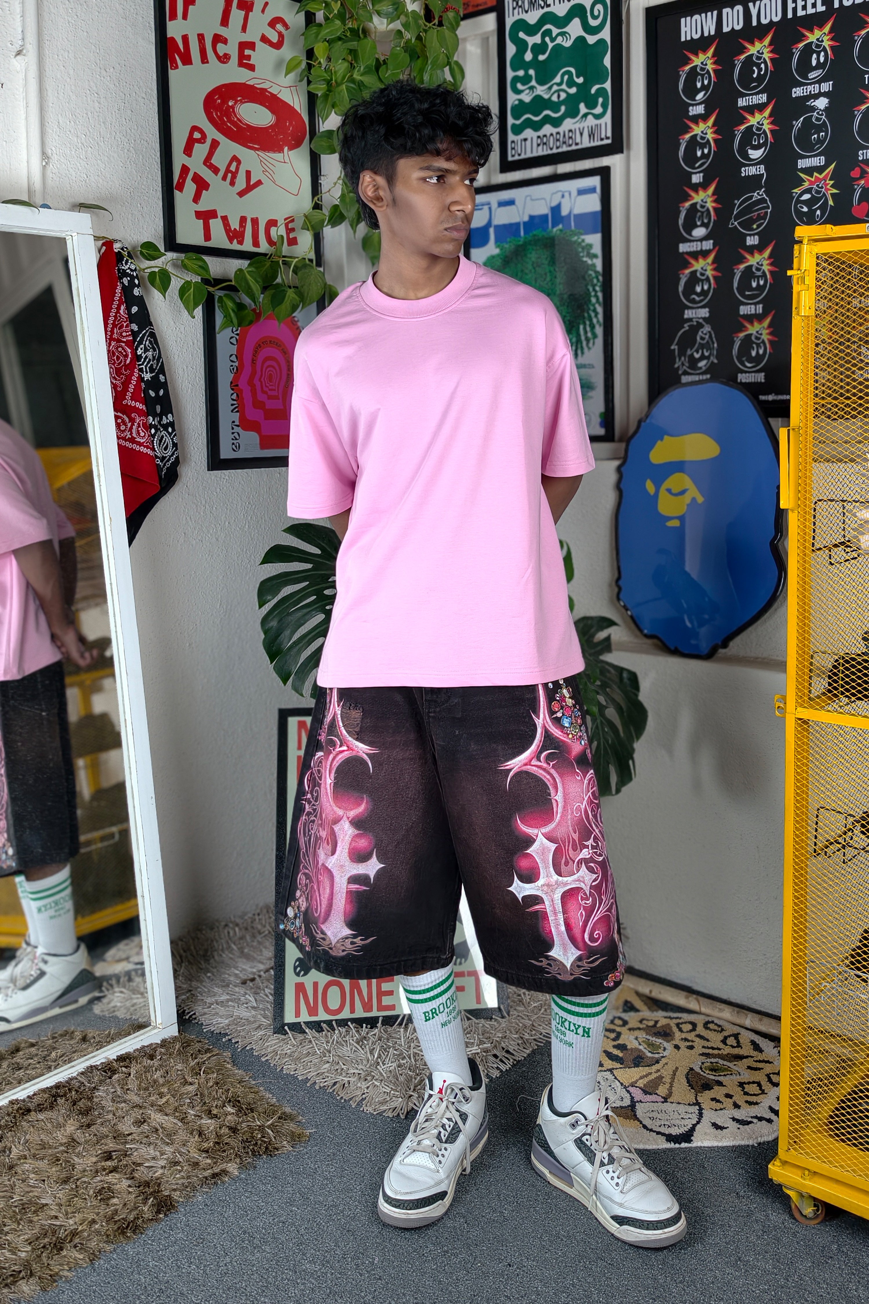 Burgundy wash Custom Jorts