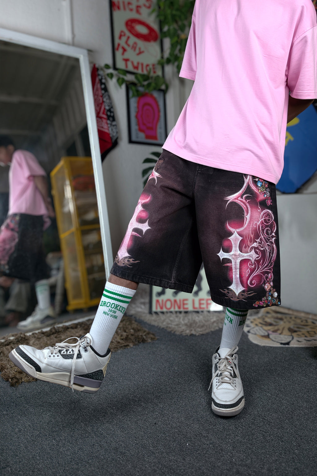 Burgundy wash Custom Jorts