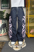 Dark indigo Low rise baggy - Customized Jeans ( Brand - Bershka Unisex)