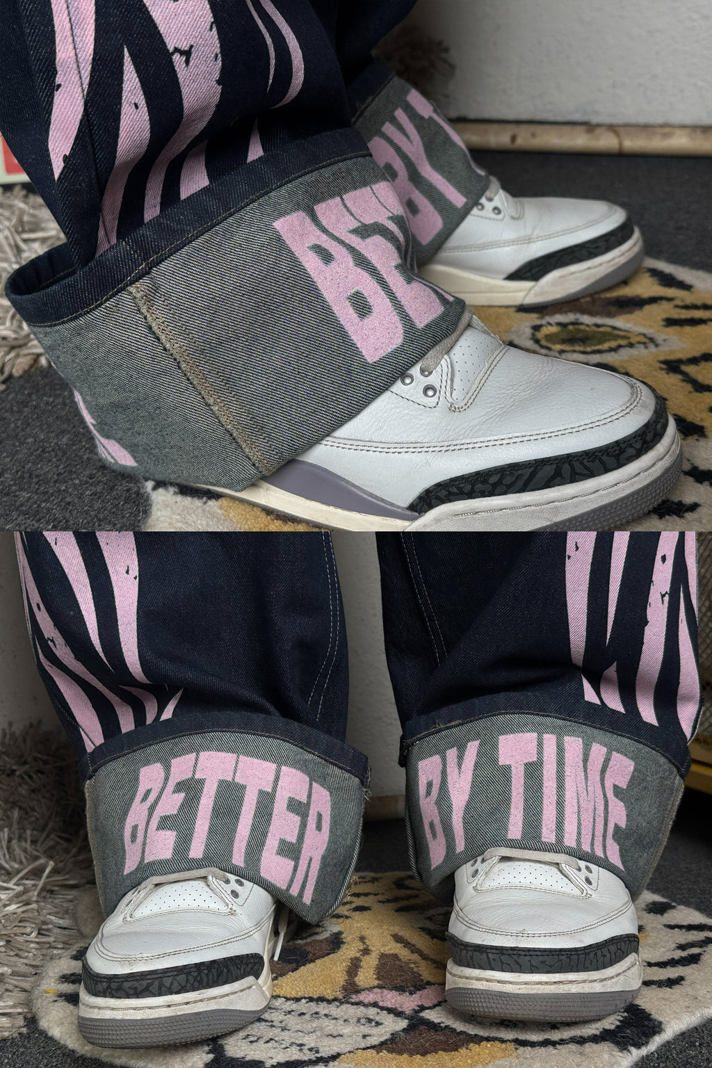 Dark indigo Low rise baggy - Customized Jeans ( Brand - Bershka Unisex)
