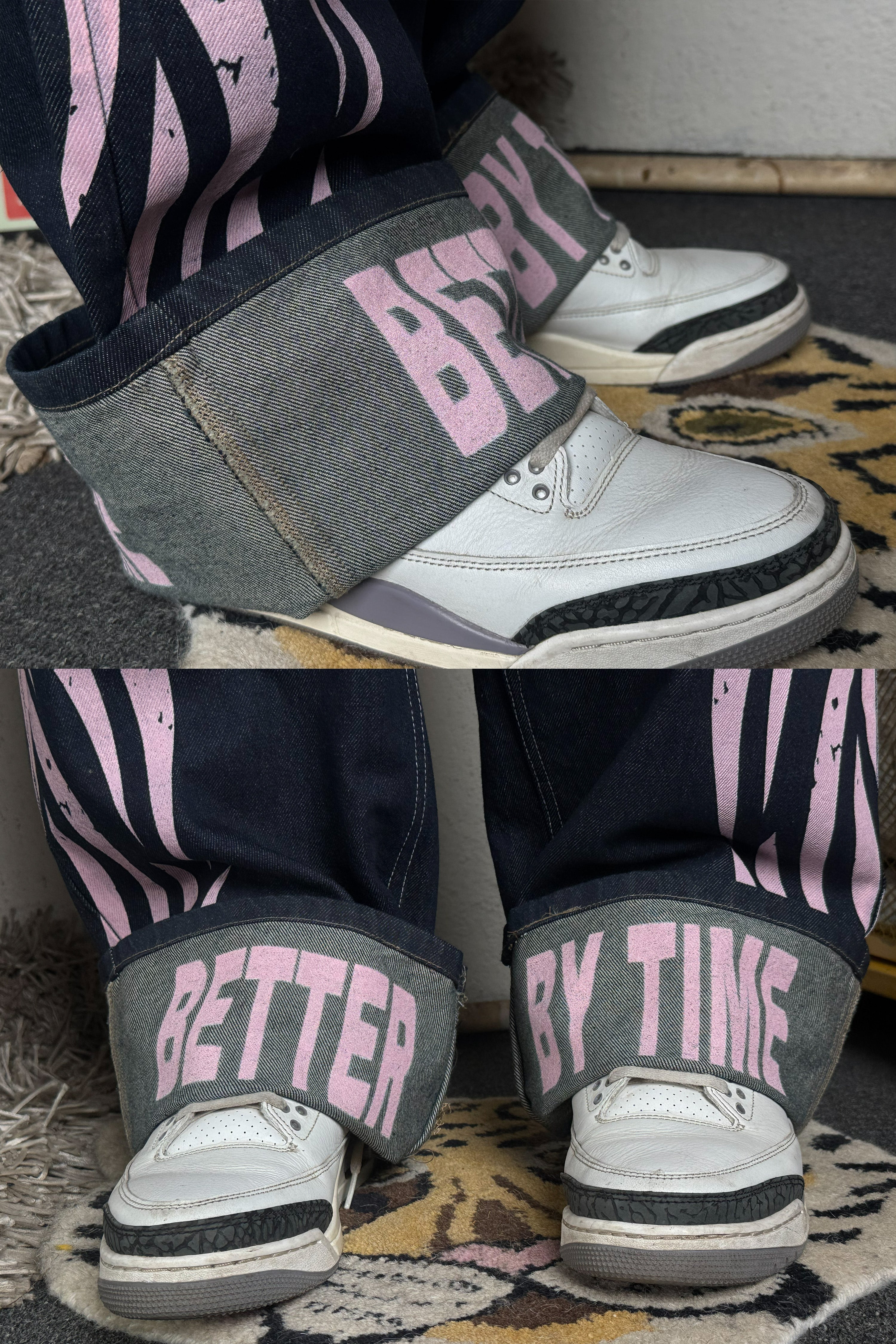 Dark indigo Low rise baggy - Customized Jeans ( Brand - Bershka Unisex)